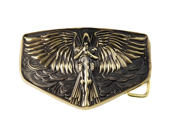 Grande boucle de ceinture en laiton de l'archange Michel, accessoire chrétien saint Michel, patron des parachutistes, archange de la justice, cadeau Tyrael