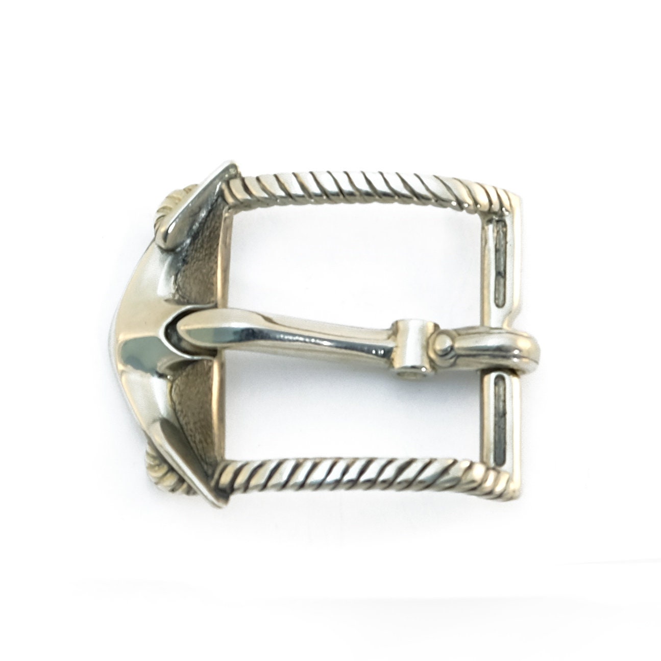 Leather Belt With German Silver Handmade Belt Buckle Anchor Leather Belt With German Silver Handmade Belt Buckle Anchor