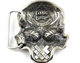 Black Skull - Cintura In Cuoio Nero Con Borchie A Teschio E Tonde E Fi - Foto 6