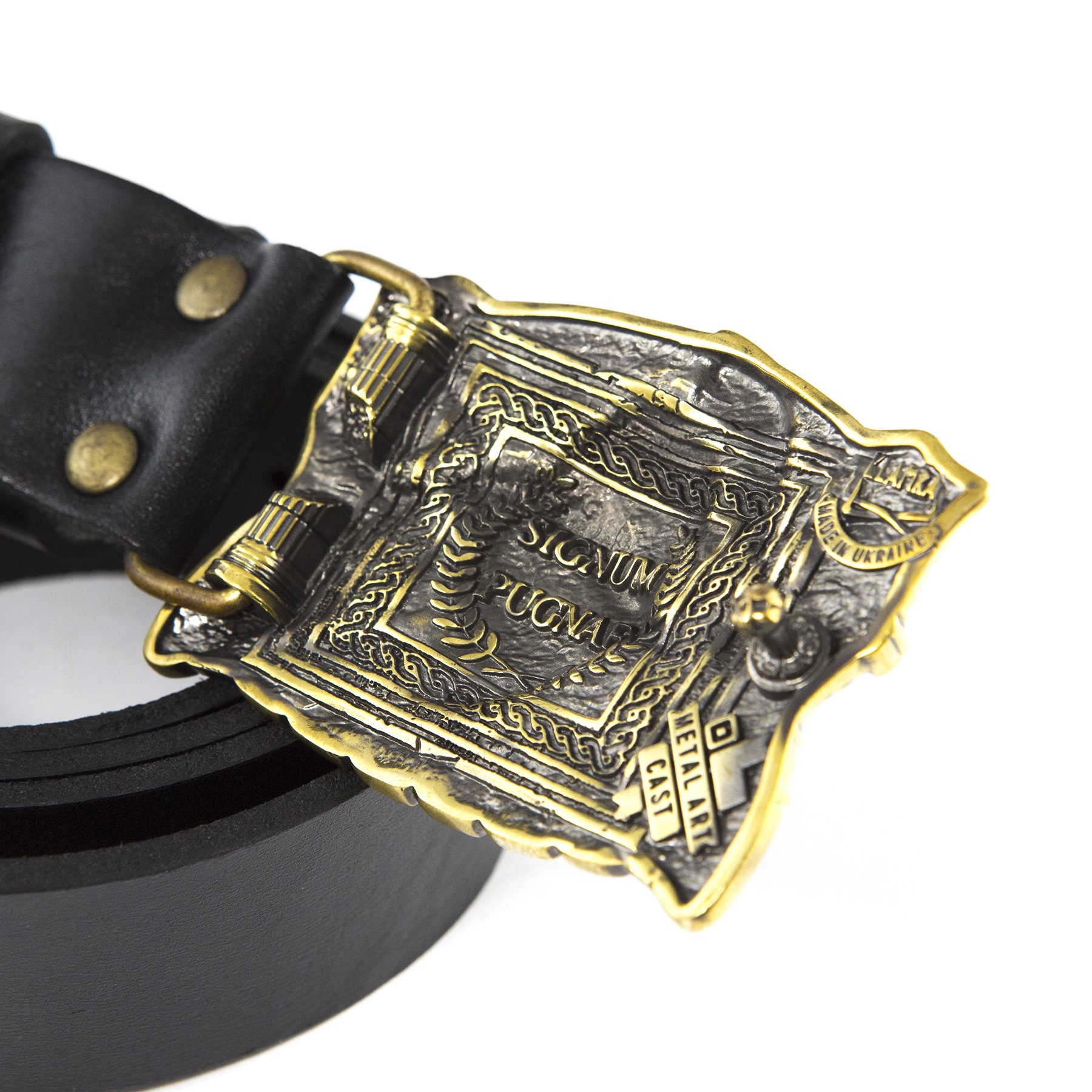 Leather Belt With Brass Buckle Gladiator, Ancient Rome Slave  display picture 1