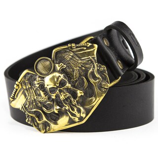 BOBIJOO Jewelry Fibbia Cintura Americana Route 66 USA - Bianco E Nero, Chiusura In Metallo Per Cintura Biker