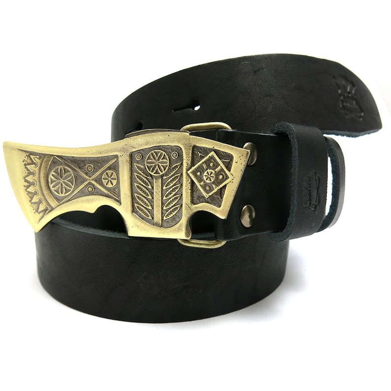 Leather belt with Ax belt buckle Ax 