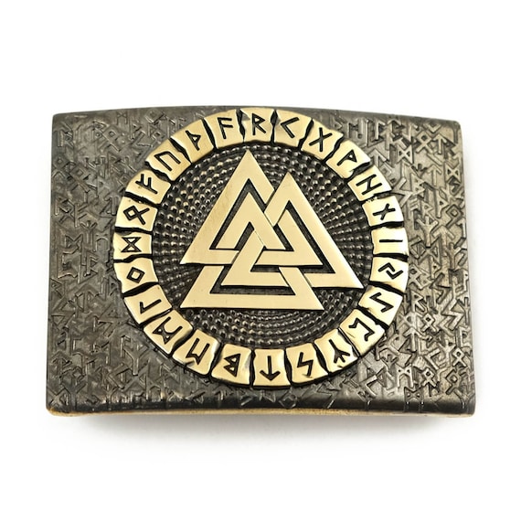 Valknut belt buckle, Old Norse Scandinavian Nordic Celtic Viking Pagan runic Valknut solid belt buckle, Knot of the dead symbol buckle, gift