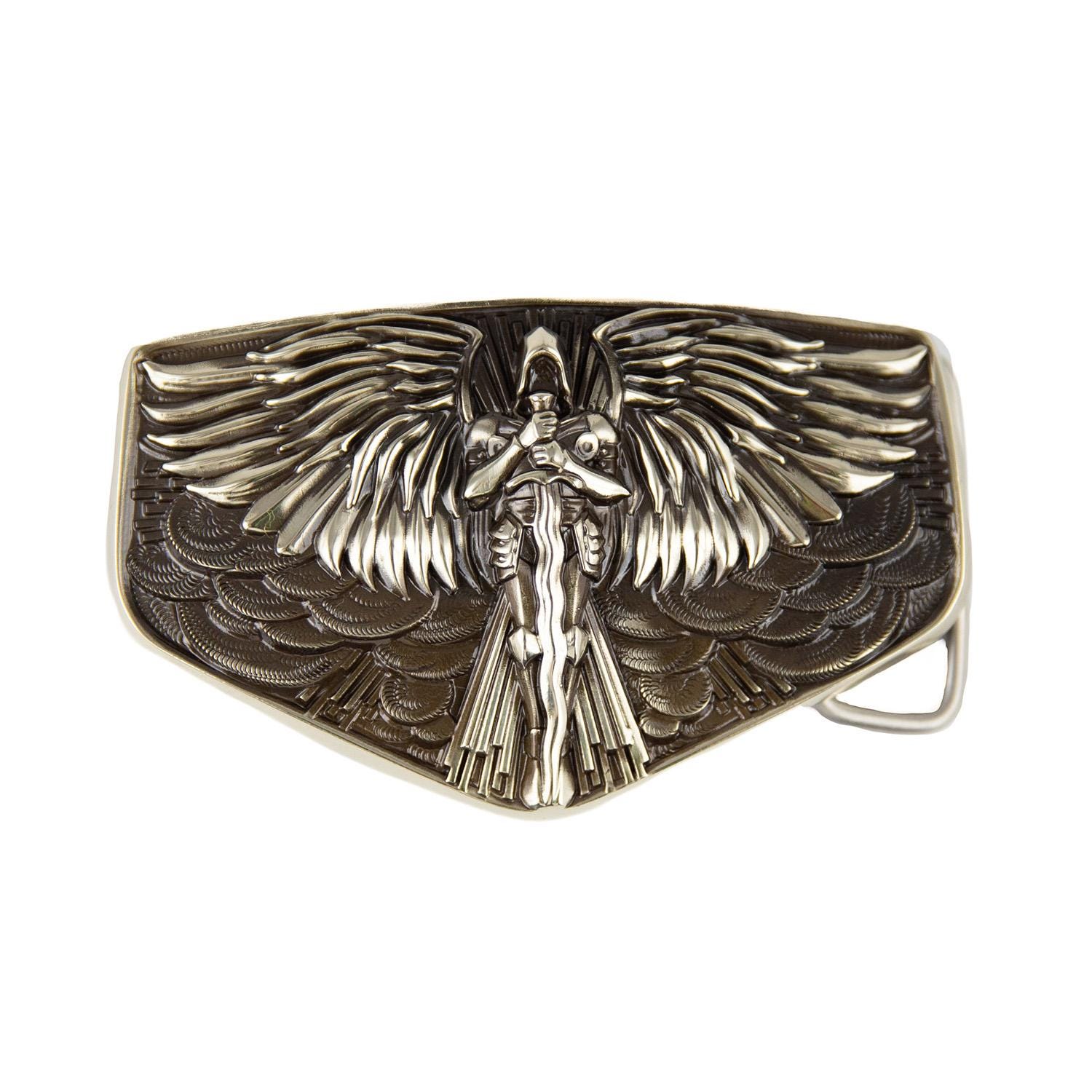 Archangel Michael Large Brass Belt Buckle, Saint Michael Christian