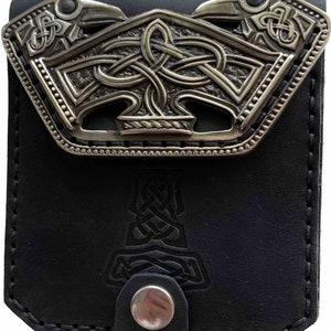 Scandinavian Old Norse Leather Wallet Mjolnir, Norse Mythology Viking ...