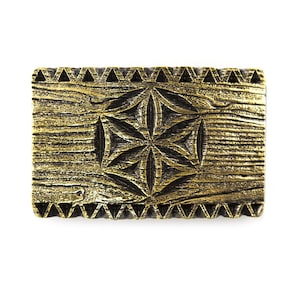 Solid brass belt buckle Engraved, Ukrainian wood carvings style whittling solid brass belt buckle on 1.5  and 1.8 inch leather belt