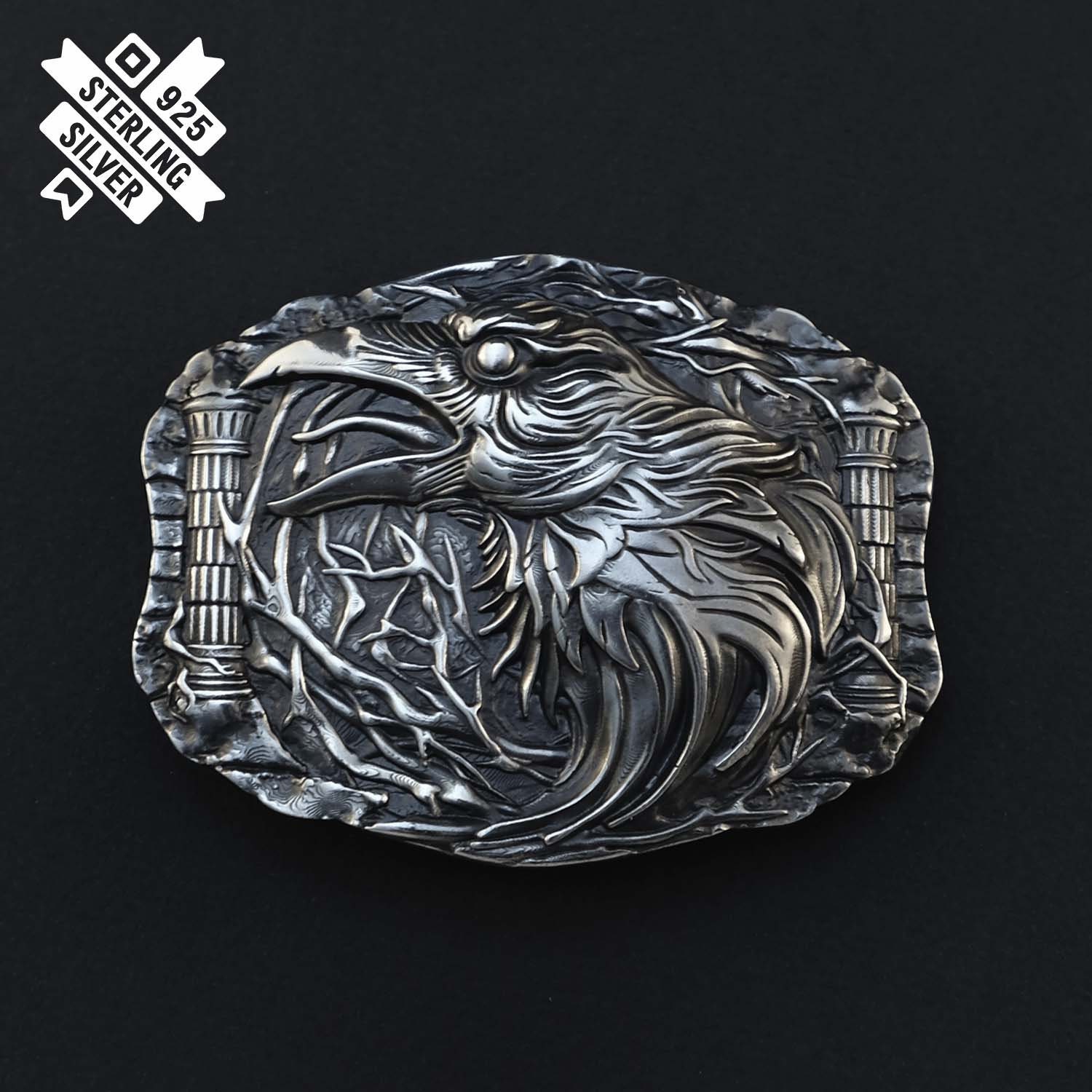 Raven Belt Buckle, Old Norse Scandinavian Odin's Huginn and Muninn Ravens  Solid 925 Sterling Silver Belt Buckle -  Norway