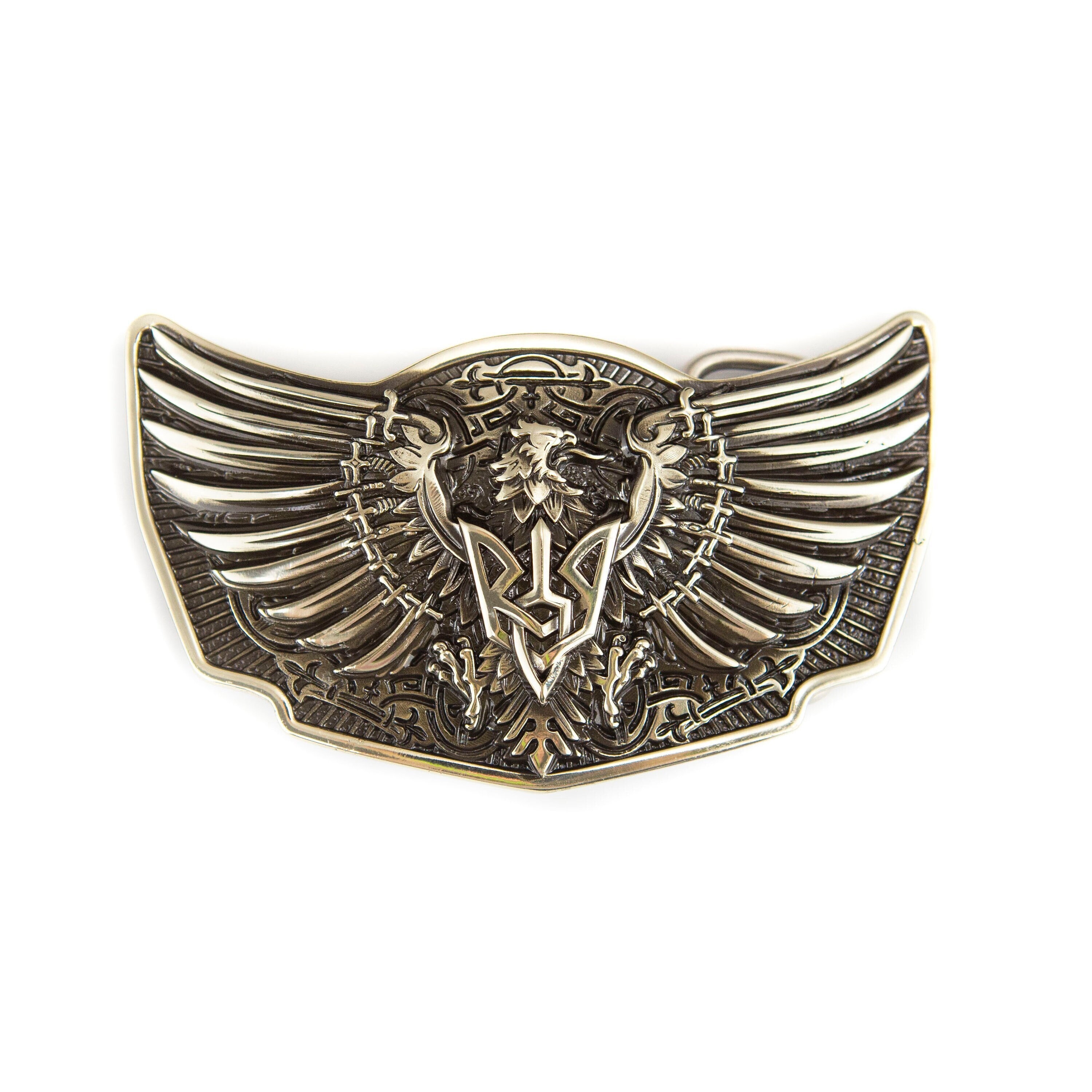 Solid geman silver belt buckle Eagle with sword, handmade heraldic eagle buckle, sword winged heraldry falcon belt buckle