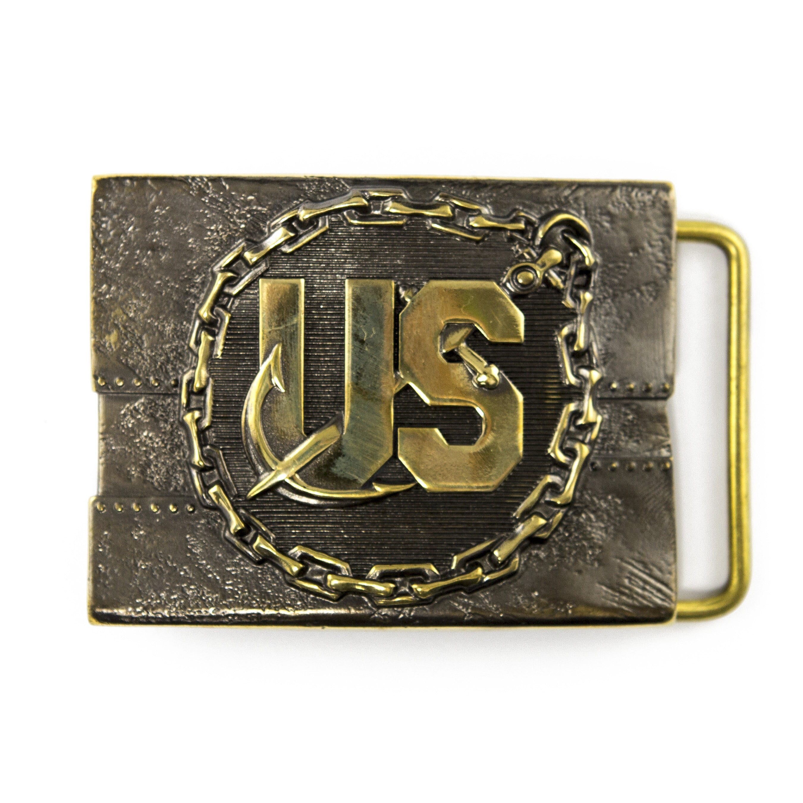 The United States Navy (USN) belt buckle, handmade American Navy solid brass belt buckle, U.S. Marine Corps solid brass military belt buckle