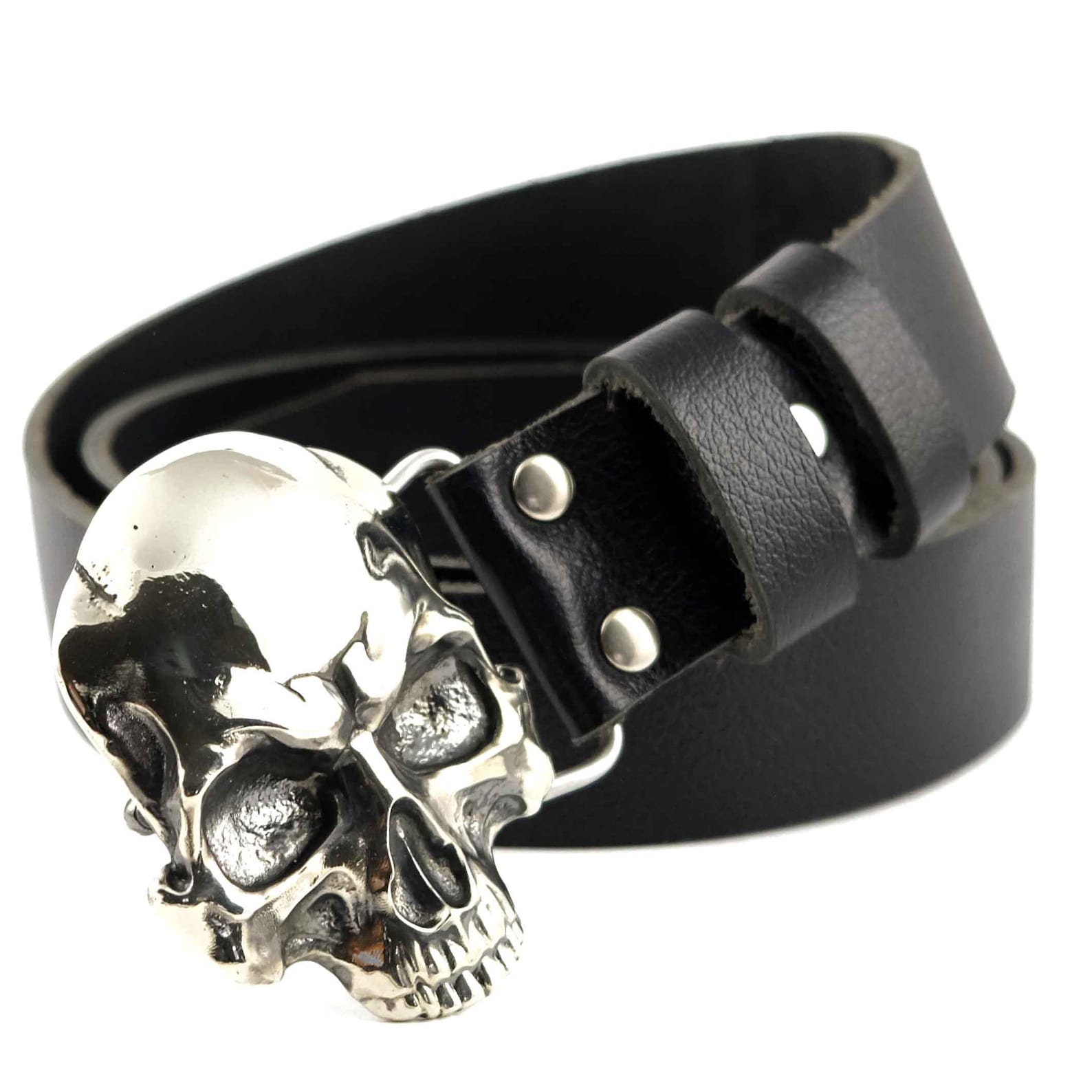 Leather Belt With Solid Buckle SKULL Human Skull Belt Buckle - Etsy