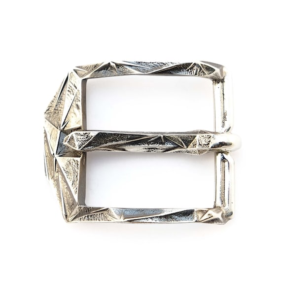 Low Poly German Silver Belt Buckle Ice, Sculptural Frame 1.5  display picture 3