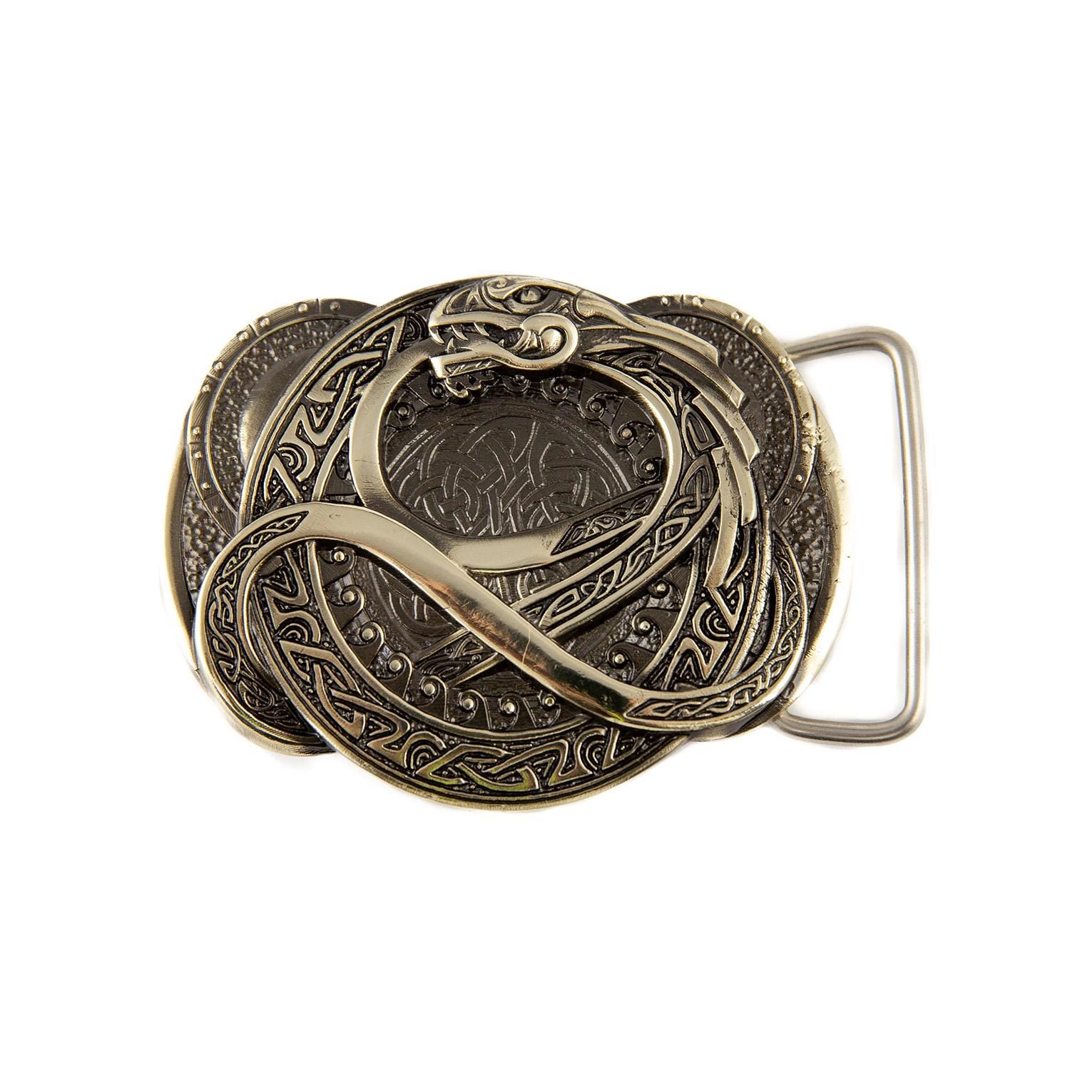 アート・デザイン・音楽 Inka & Niclas Lindergard: The Belt of Ve Jormungand German Silver Belt Buckle, World Serpent, Scandinavian