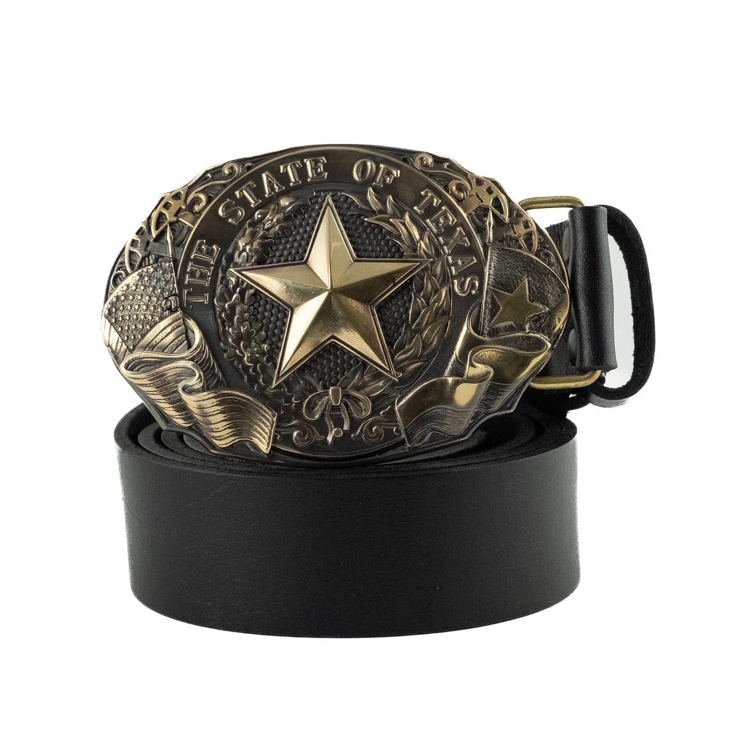 Boucle De Ceinture Cowboy Texas En Métal Argenté - Style Western, Compatible Ceinture 3.8 Cm