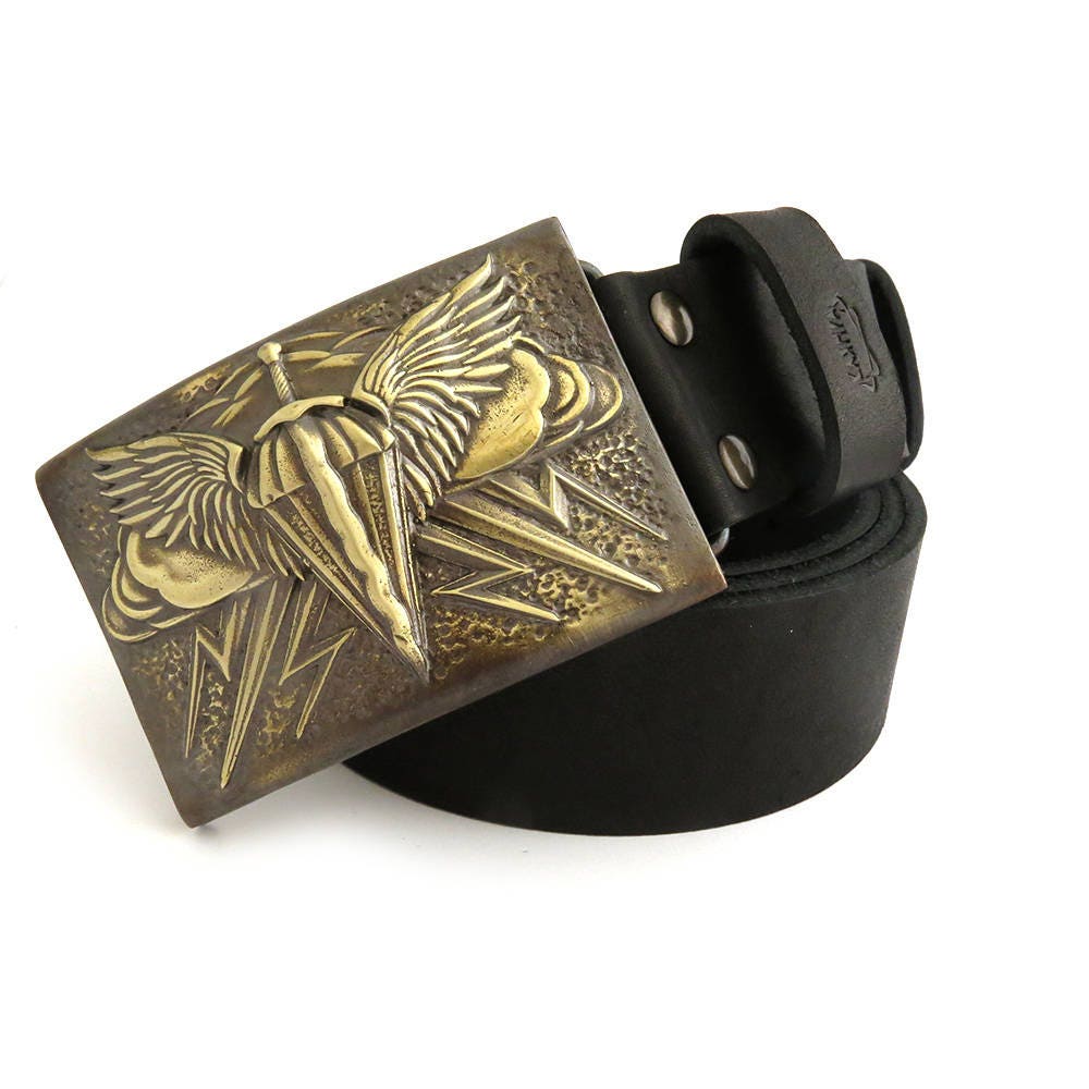 Leather Belt With Handmade Brass Buckle 
