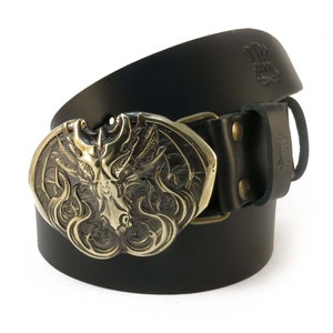 Leather belt with Dragon&#39;s head buckle, Scandinavian Nordic Celtic Norse mythology Fafnir dragon, Norse Lindworm serpent monster