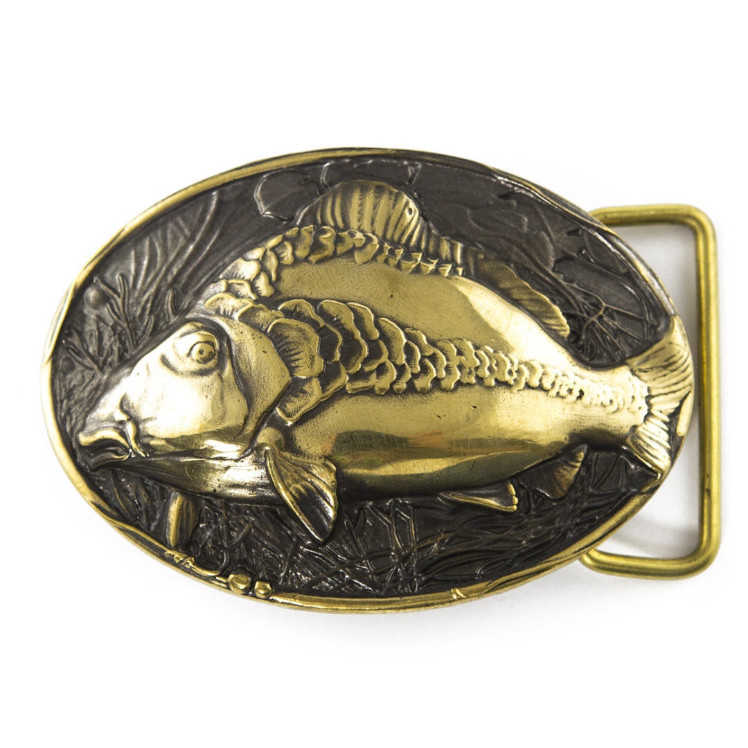 Carp Belt Buckle, Fisherman Gift Trophy Carp Fish Solid Brass Belt ...