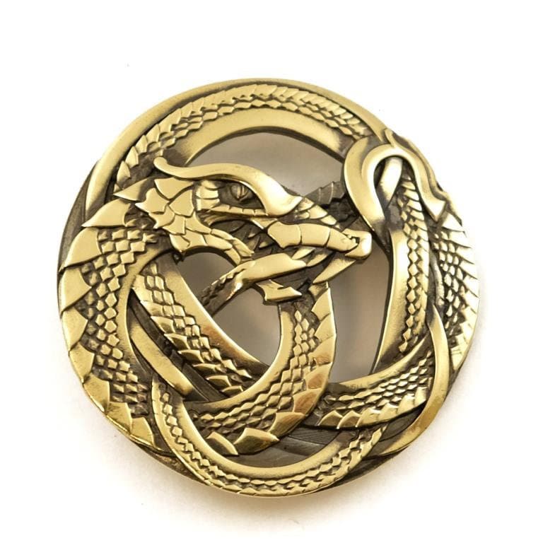 Leather Belt Ouroboros Buckle, Full Grain Leather Men Belt, Women