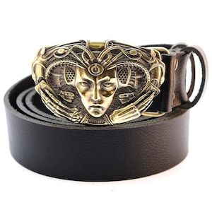 Medusa Gorgon belt buckle, Giger art inspiration modern mythological creature, snake head Gorgo solid brass belt buckle image 5