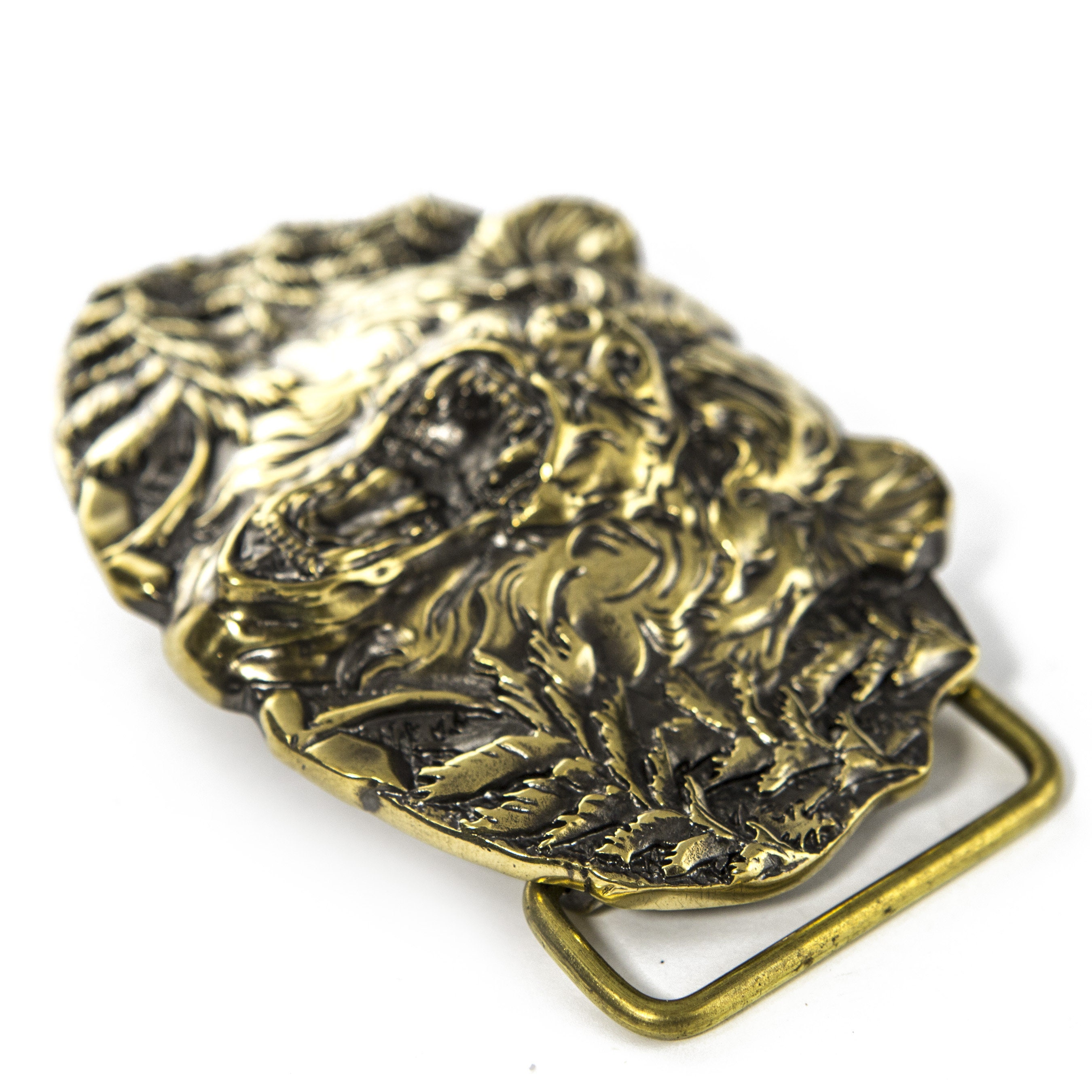 Grizzly Bear belt buckle, Wild North American brown Bear solid brass or german silver belt buckle