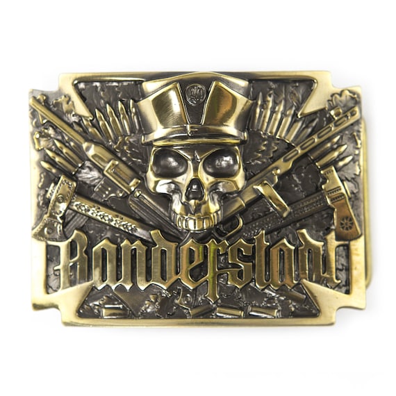ベルトバックル Banderstadt、芸術的な彫刻的なファイティングスカル 