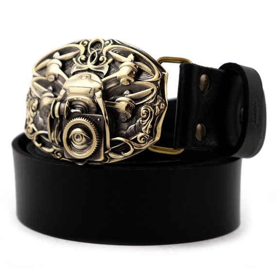 Cintura In Pelle Con Fibbia In Ottone Gladiatore, Guerriero Schiavo Dell'antica Roma, Fibbia Per Cintura In Ottone Massiccio In Stile Militare Antico Su Cinturino In Pelle - Italia - Foto 4