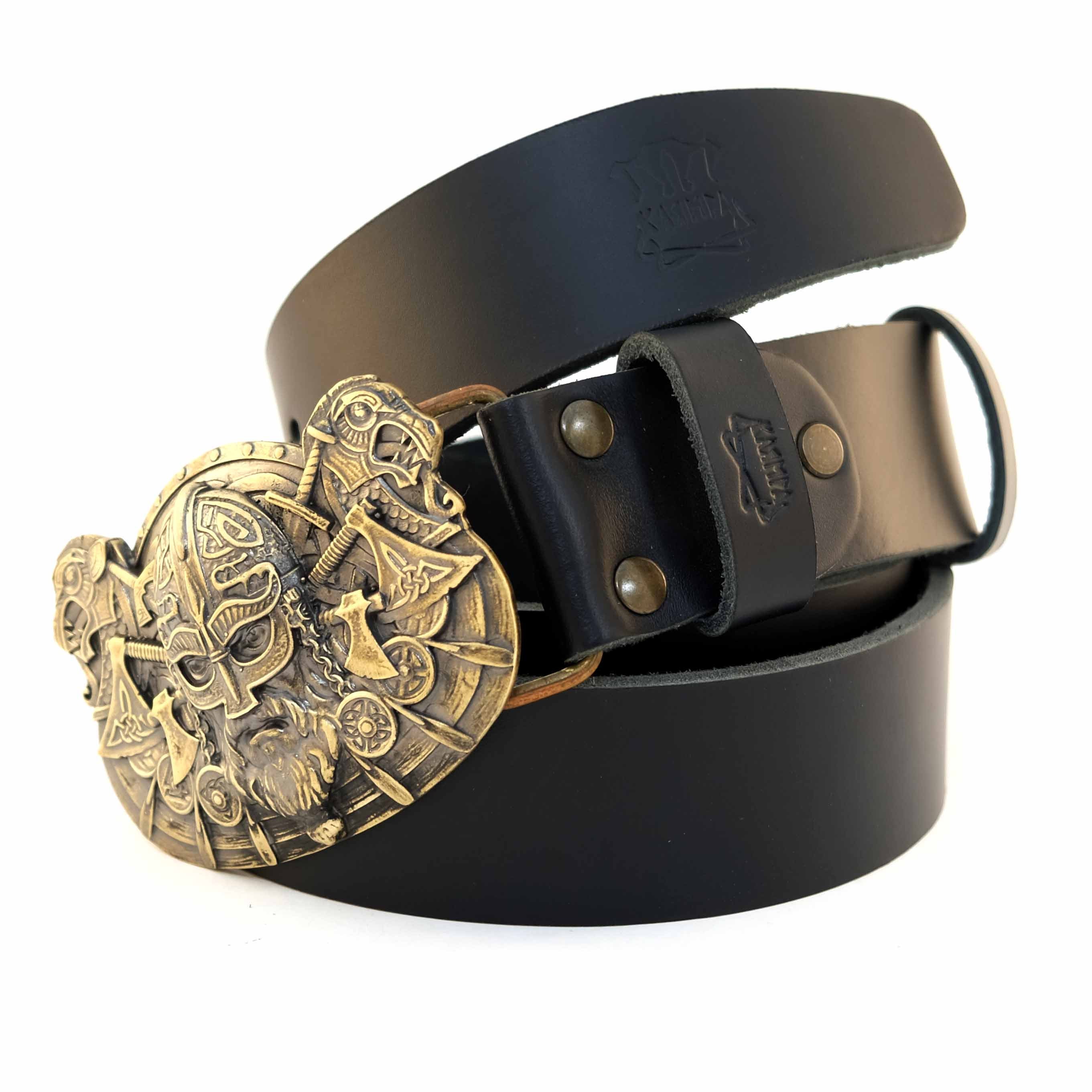 Leather belt with brass buckle Viking Old norse scandinavian Etsy