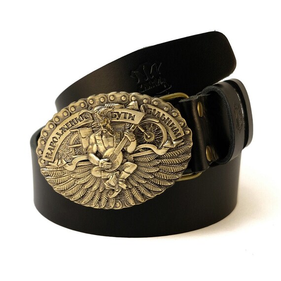 Leather Belt With Solid Brass Buckle 
