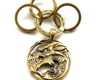 Dragon keychain, Handmade solid brass Jormungands Head keychain, Scandinavian Old Norse Jörmungandr Midgard Serpent head keychain