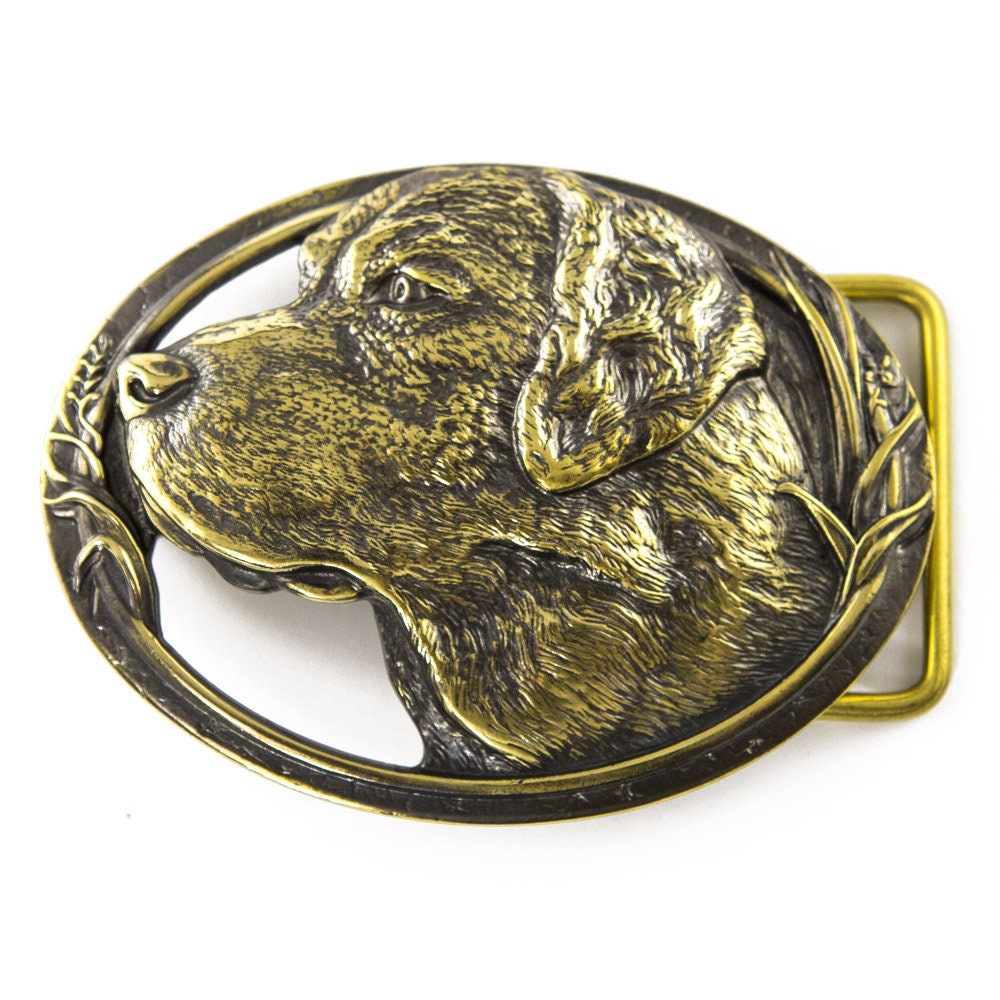 Leather Belt With Labrador Retriever Buckle, Lab Labrador  display picture 2
