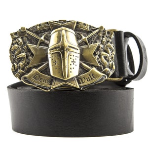 Leather belt with buckle Templar, knight order belt with buckle; Crusader Knight; Full grain leather belt strap; Medieval style mens belt