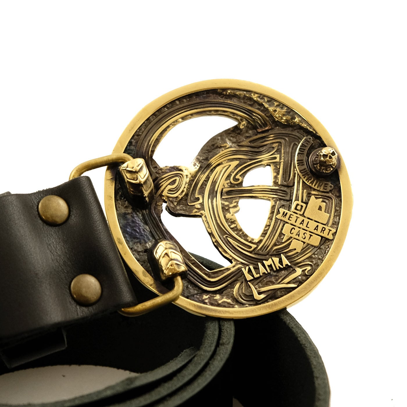 Leather Belt Ouroboros Buckle, Full Grain Leather Men Belt, Women