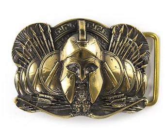 Spartan warrior belt buckle, Military Ancient Greece Spartan warrior King Leonidas, 300 Spartans solid brass belt buckle for casual belt