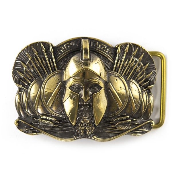 Spartan warrior belt buckle, Military Ancient Greece Spartan warrior King Leonidas, 300 Spartans solid brass belt buckle for casual belt