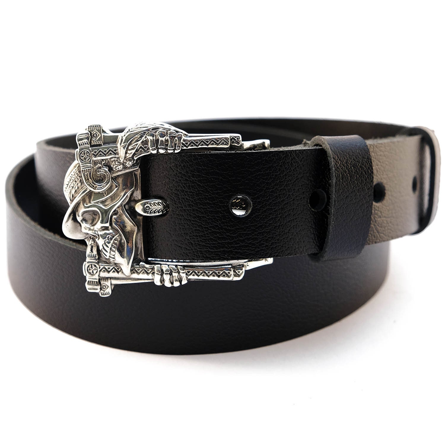 Jolly Roger German Silver Belt Buckle on Leather Belt Frame - Etsy