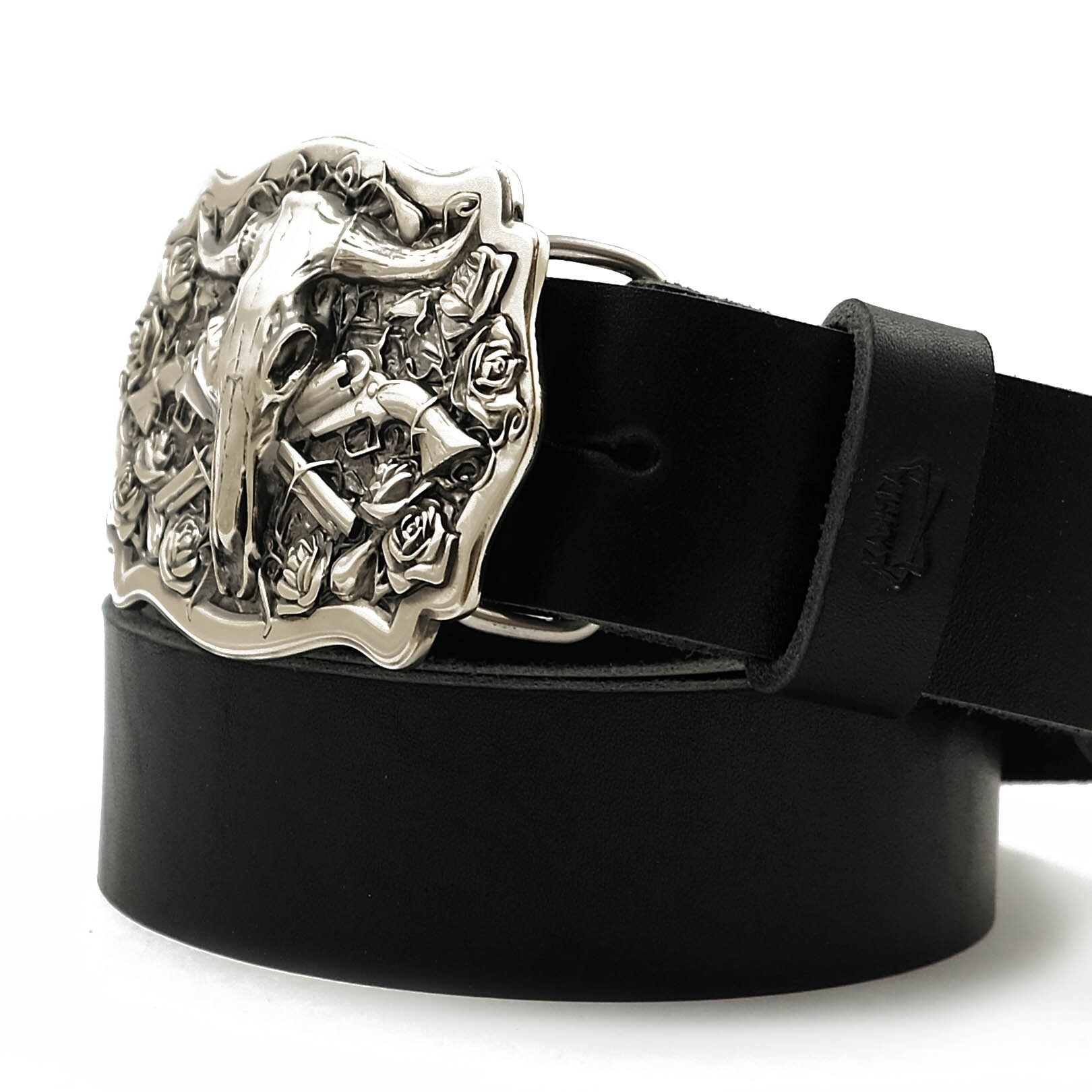 Leather belt with American Bison Buffalo Skull belt buckle | Etsy