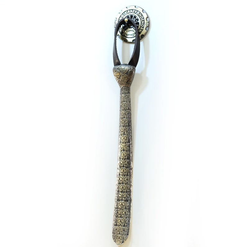 Brass shoehorn Tie; Solid brass artwork; Fine brass ware; Holiday gift idea; Long Shoe Puller; Long handle horn; Long Shoe Lifter