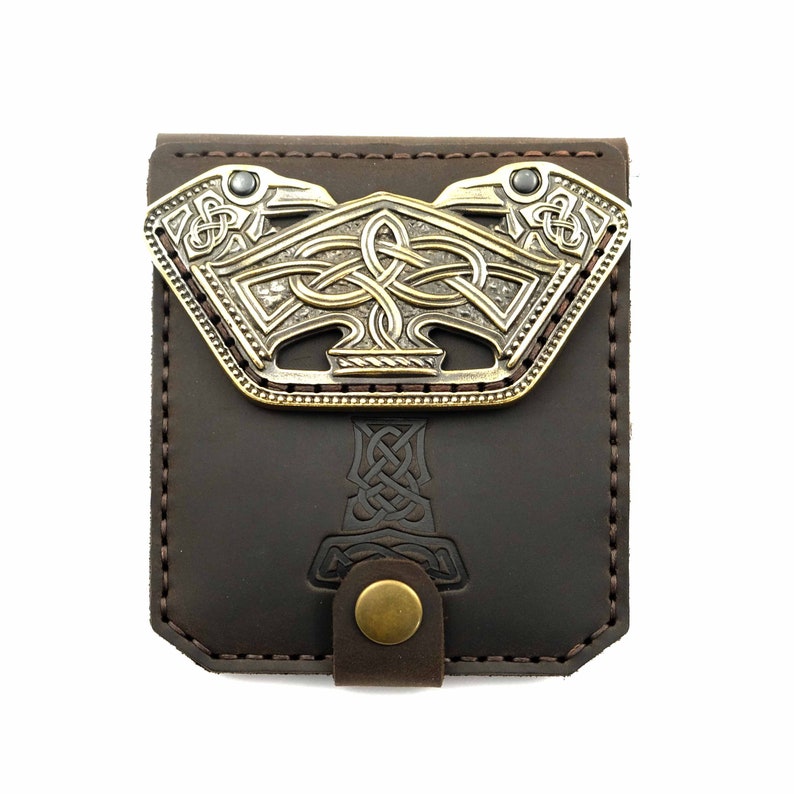 Scandinavian Old Norse leather wallet Mjolnir Norse mythology Etsy