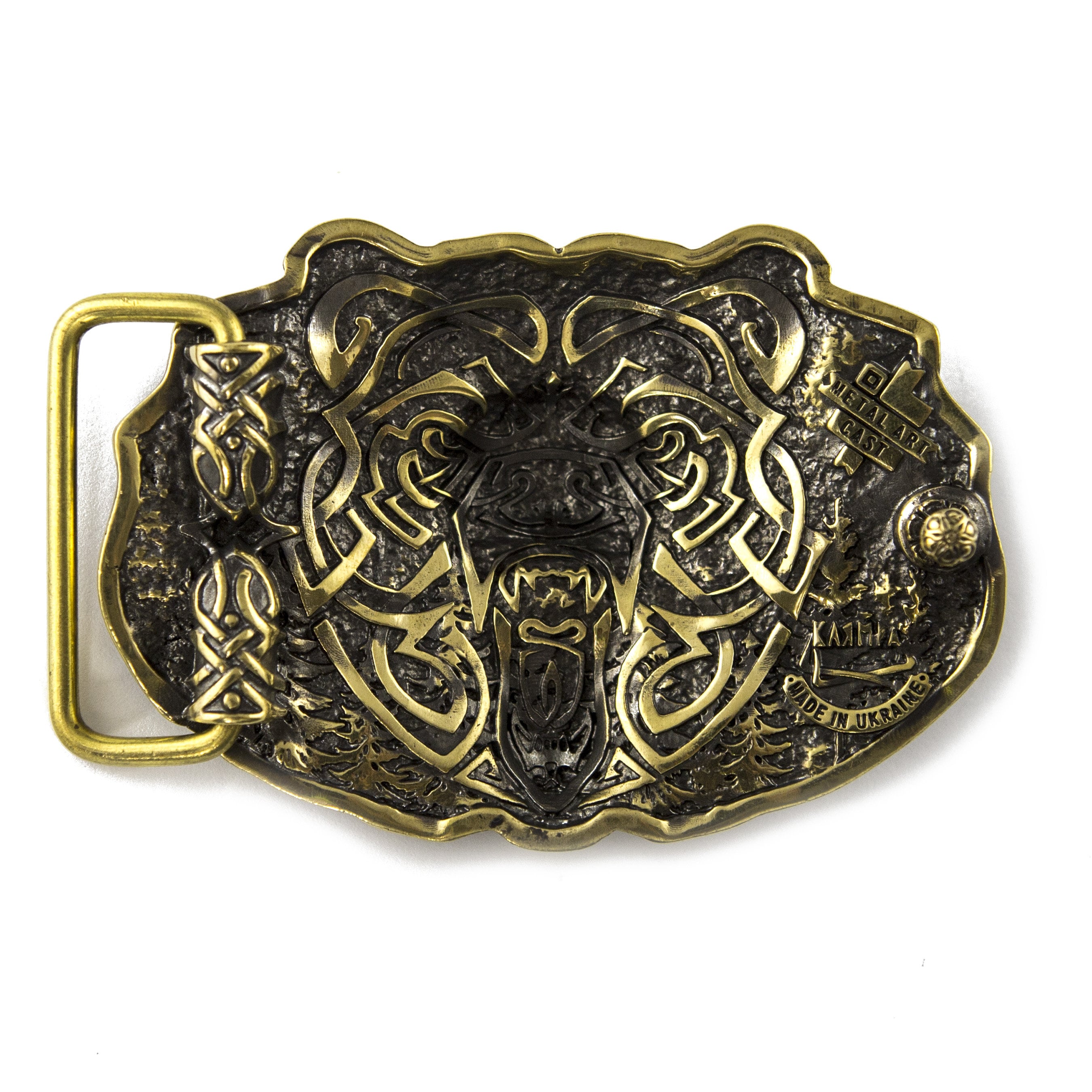 Grizzly Bear belt buckle, Wild North American brown Bear solid brass or german silver belt buckle