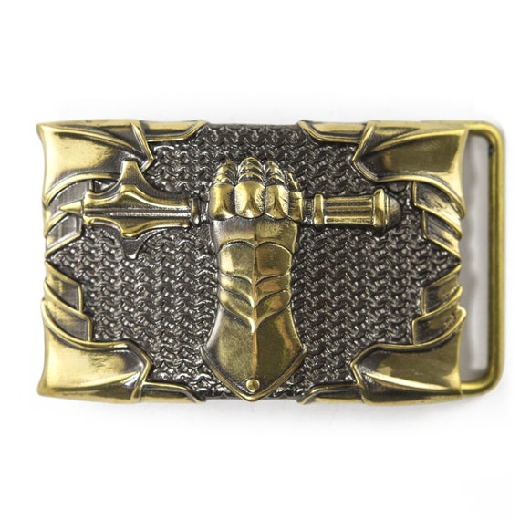 Military Armored Hand Brass Buckle, Steel Battle Gauntlet, Medieval Armor  Tank Forces Steel Fist Solid Brass Belt Buckle 
