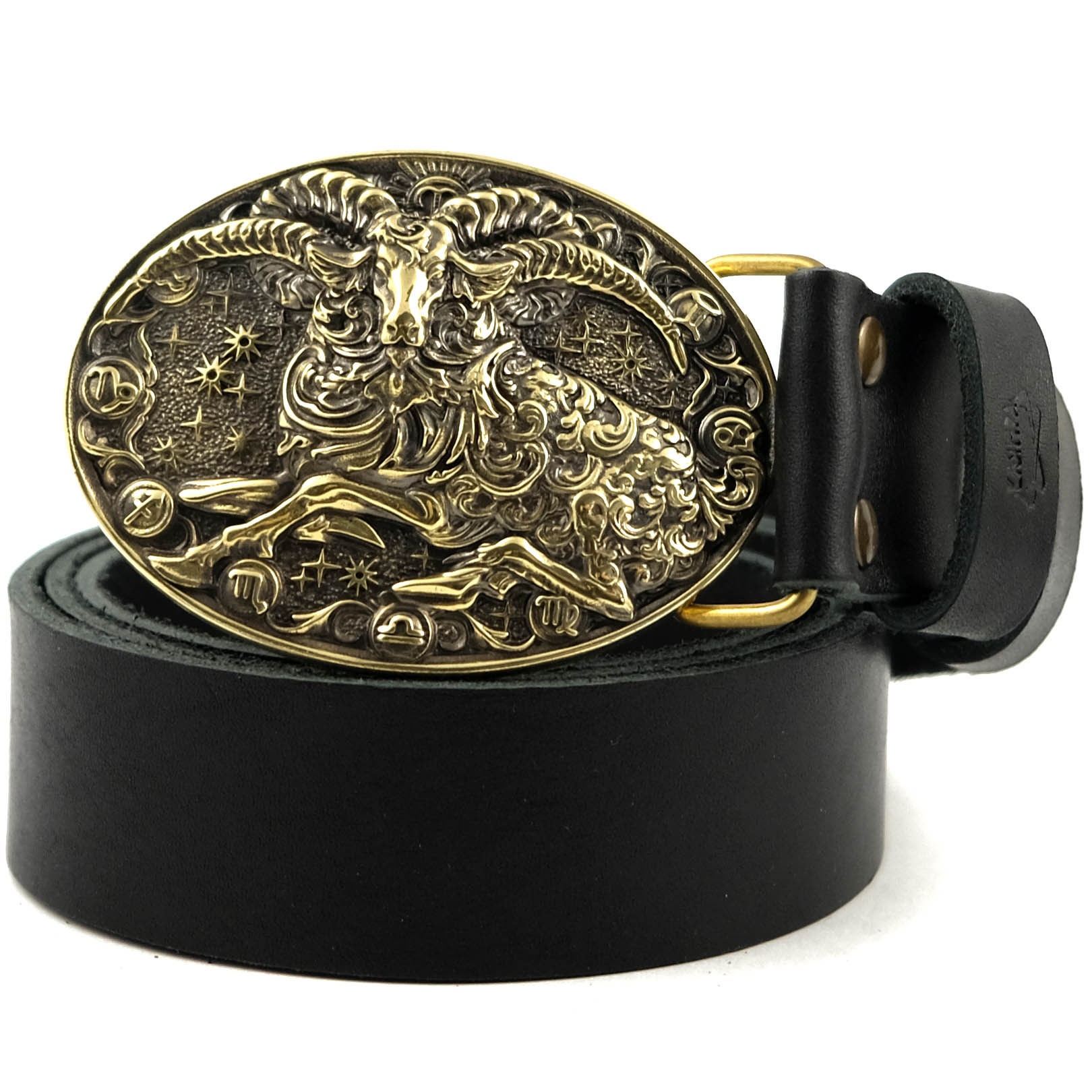 VINTAGE RAM BELT Buckle Aries Zodiac Black Gold Tone Enamel Vintage Brass Aries Belt Buckle! Happy Birthday to a lucky  main image 3