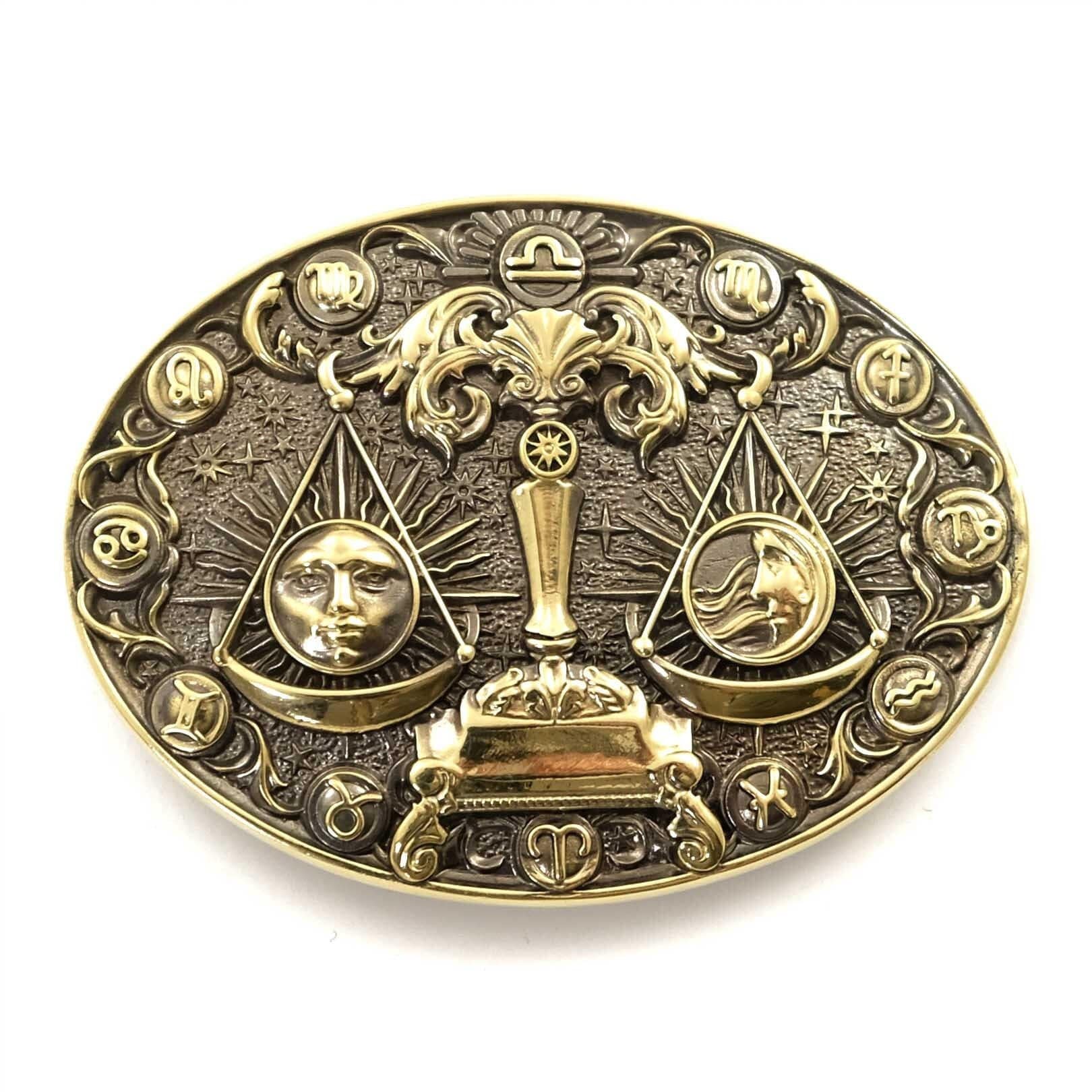 Bouwerie Lane Brass Belt Buckle Libra Balance Celestial 