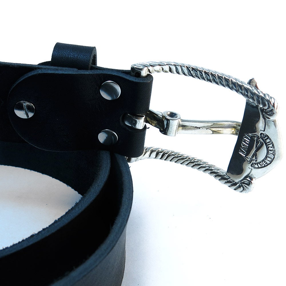Leather Belt With German Silver Handmade Belt Buckle Anchor Leather Belt With German Silver Handmade Belt Buckle Anchor