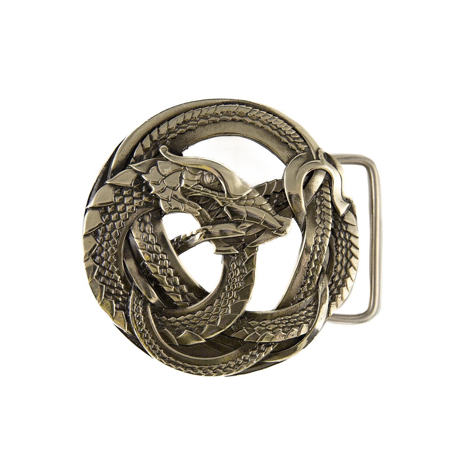 Leather Belt Ouroboros Buckle, Full Grain Leather Men Belt, Women
