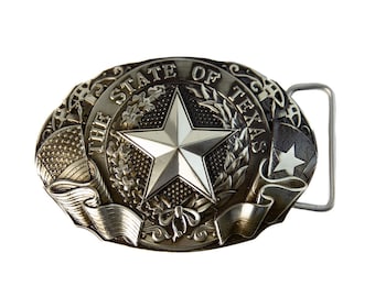 Vintage Bronze Texas State Cowboy Flag Belt Buckle – Western Style For Men, Fits 1.5" Belt