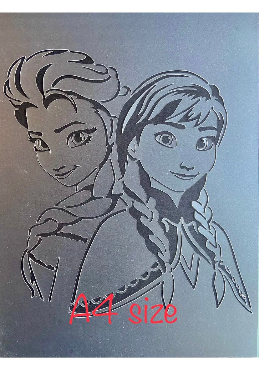 Frozen stencilDisney stencil Anna and Elsa stencil Elsa Etsy