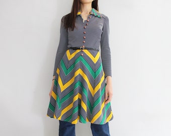 70s Vintage Deadstock Geometric A-line Dress