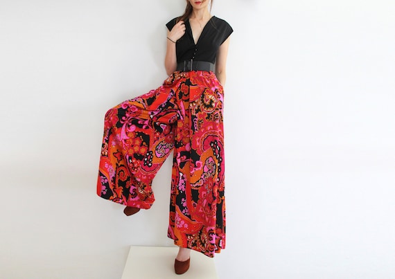 Vintage 70s Psychedelic Floral Jumpsuit Wide Leg