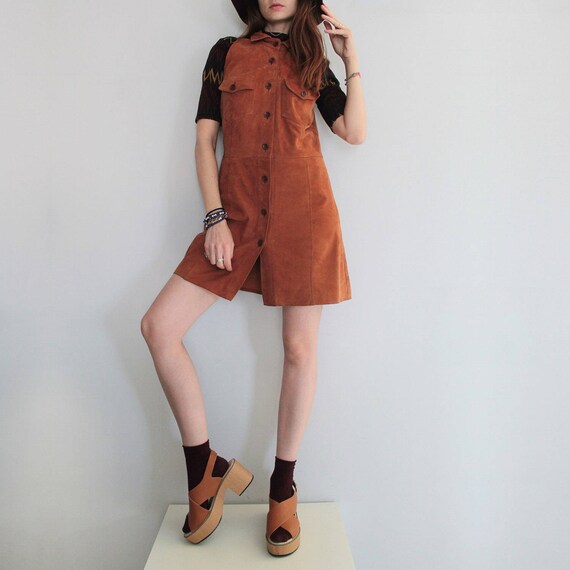 suede pinafore dress