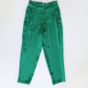 Genny by GIANNI VERSACE 100% Silk Emerald Green Pants image 5