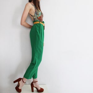 Genny by GIANNI VERSACE 100% Silk Emerald Green Pants image 2